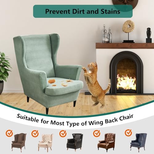NILUOH Wingback Chair Covers 2-Piece, Armchair Slipcovers for Living Room