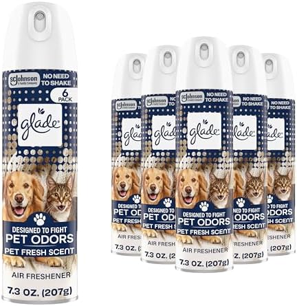 Glade Air Freshener Room Spray, Pet Fresh Scent, Odor Fighting to Deliver Long Lasting Freshness, 7.3 Oz, 6 Count