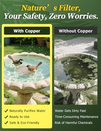 Mellbree Bird Bath Copper Disc & Clean Set, 0.6mm Reinforced 99.99% Pure Copper Cleaning Disk with Cleaning sponges Sandpaper and Microfiber Cloths for Cleaning Bird Baths and Bird Bath Disk
