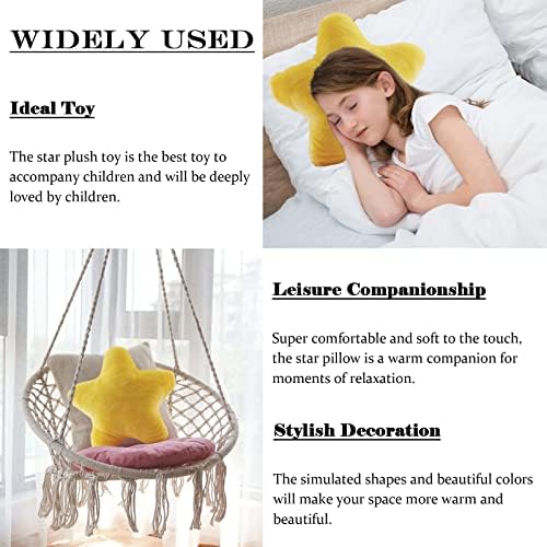 zhidiloveyou Star Pillow Plush Yellow, Stuffed Star Shaped Pillow Toy 15.7"