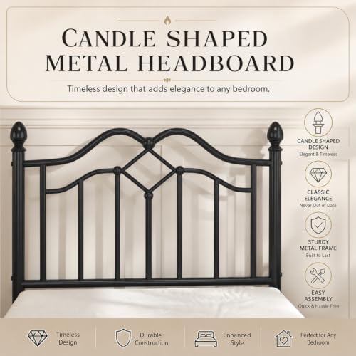 Twin Size Bed Frame with Victorian Headboard & Footboard, Black
