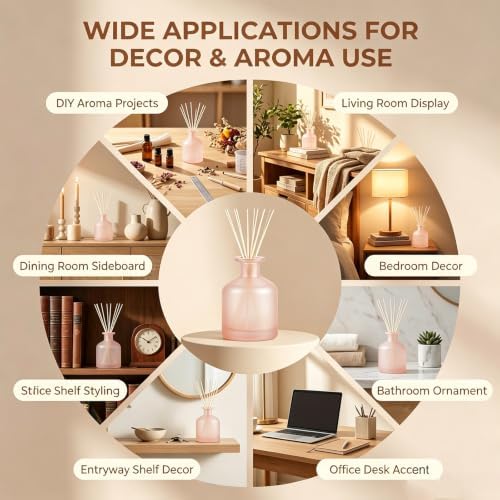 Empty Glass Reed Diffuser Bottles, Matte Pink Fragrance Container