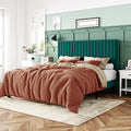 Allewie Queen Bed Frame, Velvet Upholstered Platform Bed with Adjustable Vertical Channel Tufted Headboard, Mattress Foundation with Strong Wooden Slats, Box Spring Optional, Easy Assembly, Teal