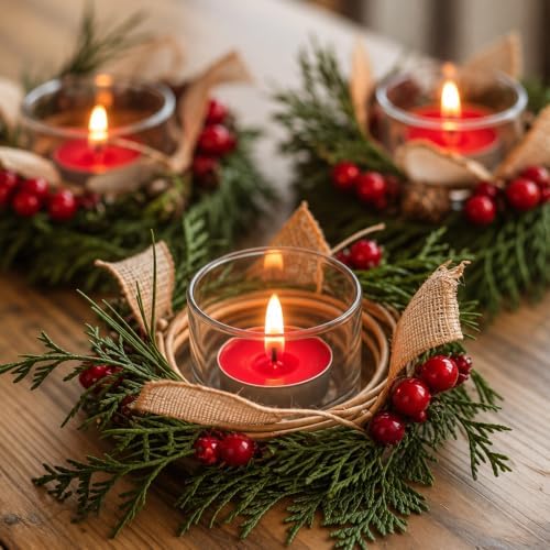 Red Tea Lights Candles 80 Pack, 4 Hour Unscented Tealight Candle
