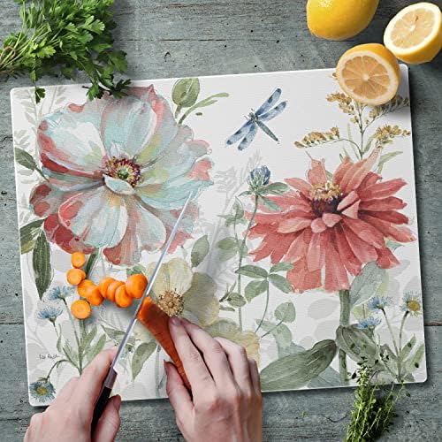 CounterArt Spring Meadow 3mm Tempered Glass Cutting Board 15" x 12"