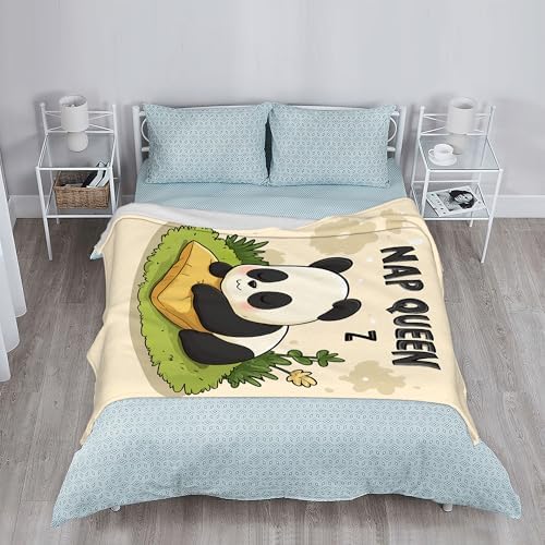 Cute Panda Throw Blanket for Couch Home Decoration,Sleeping Animal Cozy Fluffy Blanket,Decorative Flannel Fleece Fall Throw for Sofa Living Room Travel,Camping,Naps,Reading40 X 50 Inch