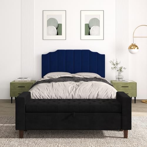Befurtori Queen Size Headboard Only, Velvet Wall Mount Headboard, Navy Blue