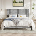 Allewie Cal King Platform Bed Frame with Velvet Upholstered Headboard