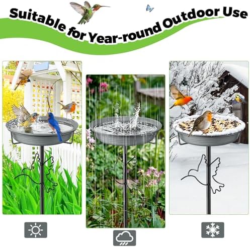 Bird Bath for Outside, 36.7In Removable Freestanding Birdbaths for Outdoors with 5-Pronged Base, Bird Bath Feeder Bowls for Garden Patio Yard Lawn Decor (Grey-2)