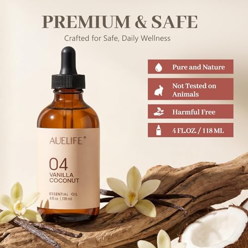 Auelife Vanilla Coconut Essential Oils for Diffusers for Home, 4 Fl Oz