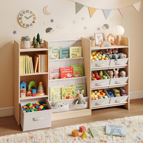 GITAWUSA Toy Organizer and Storage, Kids Bookshelf with 7 Bins, 51.4" W