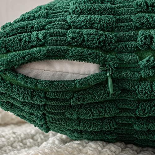 MIULEE Christmas Corduroy Decorative Pillow Covers 20x20 Dark Green
