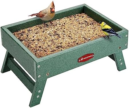 Kingsyard Ground Bird Feeder, Elevated Tray with Recycled Poly Lumber
