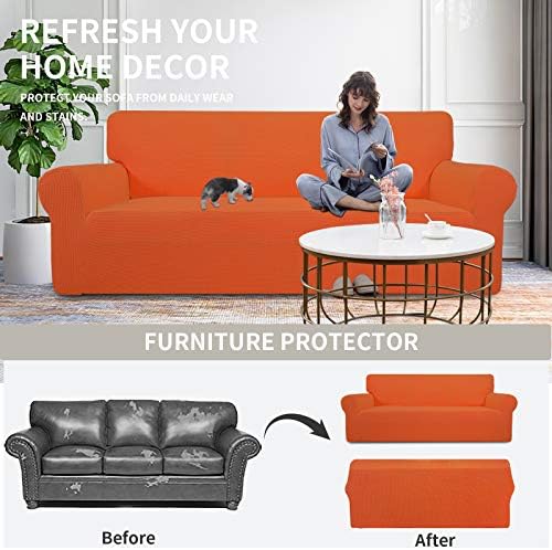 Easy-Going Stretch Chair Slipcover with Arm Washable Orange