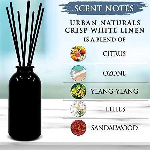 Urban Naturals Reed Diffuser Set, Crisp White Linen - Bathroom Shelf Décor