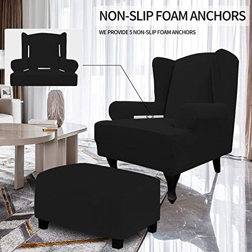 Easy-Going Stretch Large Wingback Chair Sofa Slipcover Black
