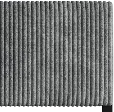 Queen Corduroy Velvet Upholstered Adjustable Headboard, Grey