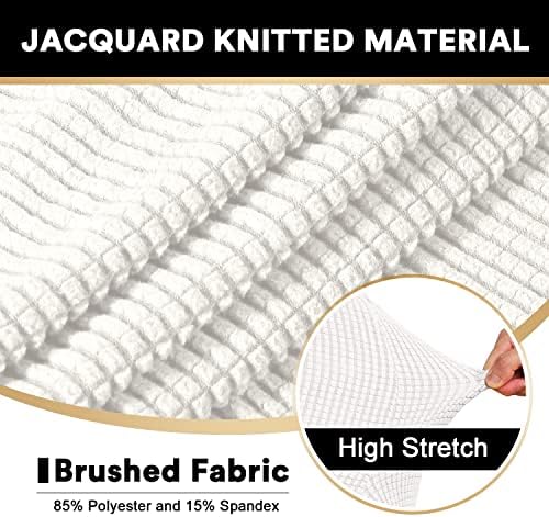 PrinceDeco T Cushion Loveseat Slipcover 3 Pieces Sofa Covers for T Cushion Sofa Stretch Slip Covers for 2 Cushion Couch with 2 Individual T Shape Seat Covers Width Up to 76"- Washable, Ivory