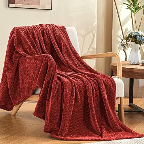inhand Fleece Throw Blanket, Super Soft Fuzzy Blanket for Couch Sofa Bed Office, Cozy Plush Fleece Blanket Throw Size, Washable Lightweight Flannel Blankets Throw for All Season(50”x60”,Burgundy)