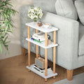 Apicizon Small Narrow Side Table, 3-Tier End Table, White Natural