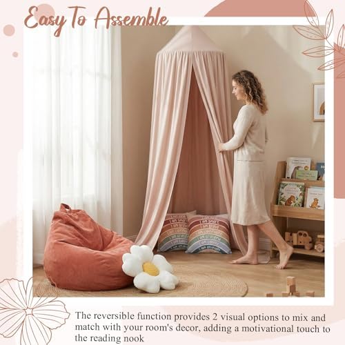Kids Reading Nook Set with Canopy Tent, Bean Bag Cover & Pillow,Beige