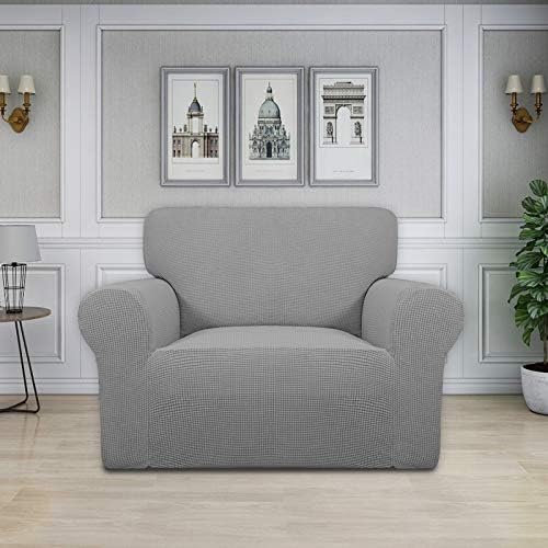 Easy-Going Stretch Oversized Chair Slipcover with Arm Washable Light Gray