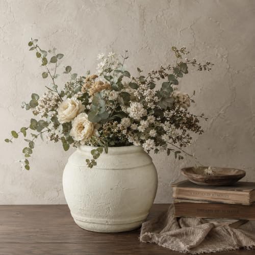 Briful Rustic Ceramic Farmhouse Vase, 5.9" Vintage Textured Pottery Jar