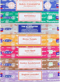 Satya Incense Sticks Gift Set, 7, Scents Nag Champa, Patchouli, The Eliminater, Divine Temple, Love Spell, Golden Sandalwood, English Lavender, 15 g Each (Oriental Mix)