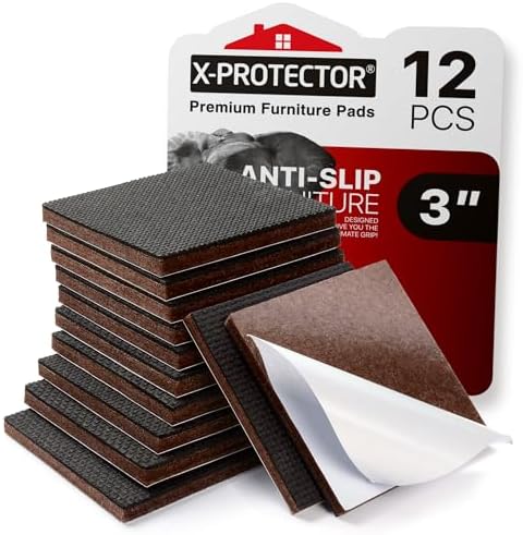 X-PROTECTOR Non Slip Furniture Pads – 12 Premium Furniture Grippers 3"!