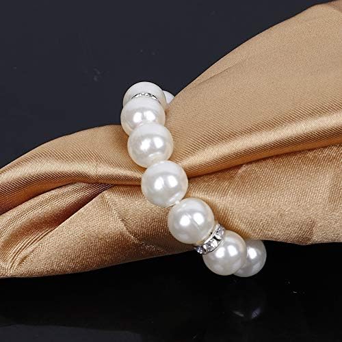 ZiDeTang 20Pcs Pearl Rhinestones Napkin Ring for Table Decoration Serviette Holder Party Decoration B