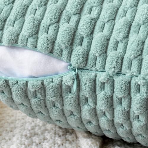 MIULEE Decorative Throw Pillow Covers 18x18 Turquoise Textured Corduroy