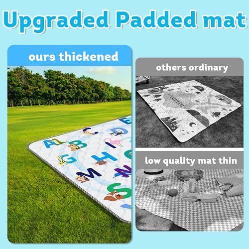 Baby Play Mat, Thick & Soft 50" X 50" Playpen mat (Animal Alphabet)