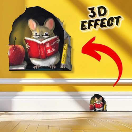 Teacher’s Pet Mouse Wall Sticker – Adorable 3D Reading Mouse Décor for Classroom, Kids Room & Book Lover Gift by MICESTERPIECE