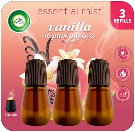 Air Wick Essential Mist Refill, Vanilla & Pink Papaya, Diffuser Oil, 3Ct