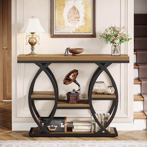 Tribesigns 39.4" Console Table, 4-Tier Sofa Table, Accent Tables, Brown