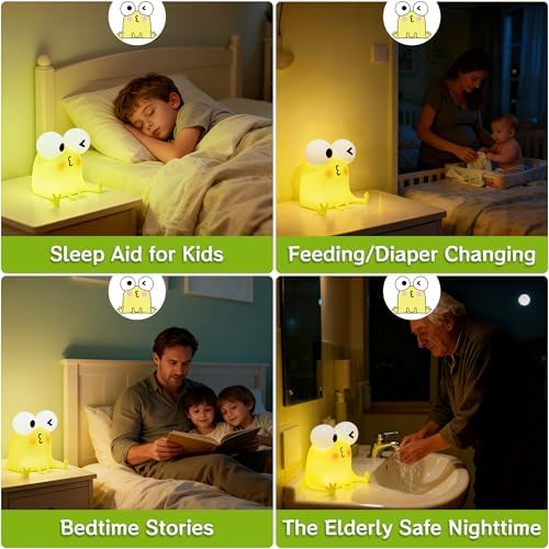FAMIDUO Frog Night Light for Kids, Funny LED Squishy Animal Silicone Lamp