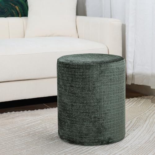 Get Set Style Modern Round Ottoman with Soft Padded Seat, Vanity Stool for Makeup, Upholstered Foot Stool for Living Room, Bedroom