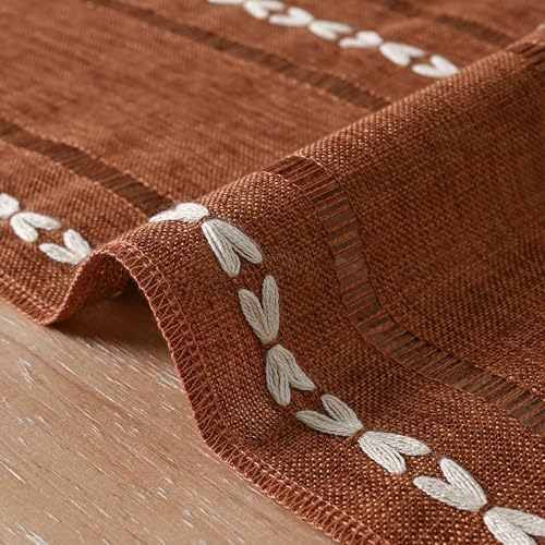 Artoid Mode Caramel Rustic Cotton Linen Table Runner 13x90 Inch