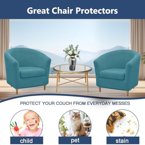 NILUOH Club Chair Slipcover 2-Piece Stretch Barrel Chair Covers Jacquard Tub Chair Slipcovers Soft Armchair Sofa Covers for Living Room