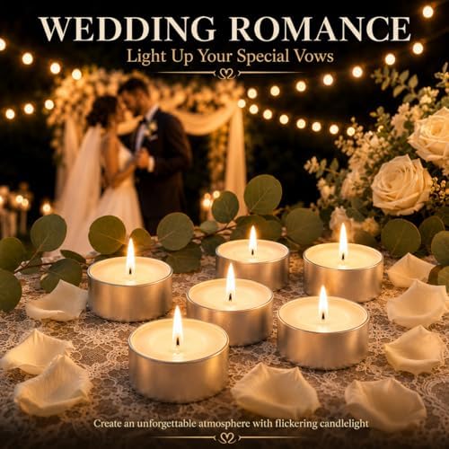 MAQIHAN White Tea Lights Candles - Unscented Tealights, Mini Votive Candles