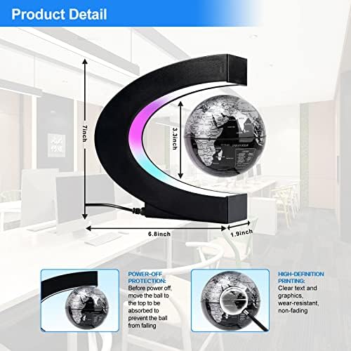 Magnetic Levitation Floating Globe, C Frame Levitating Globe with LED Lights, Cool Gadgets for Men Boys and Girls, Cool Tech Gifts for Office Bookshelf Home Desk Decor