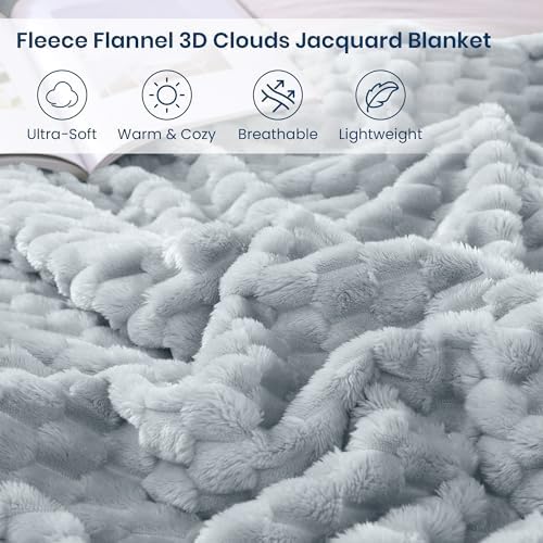Monbix Twin Blanket for Couch-Room Decor Fuzzy Fleece Flannel Bed Blankets