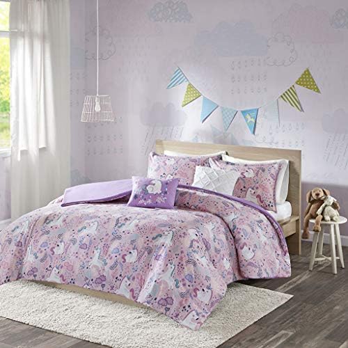 Intelligent Design Kids Cotton Unicorn Pink Queen Duvet Cover Set, 5pc