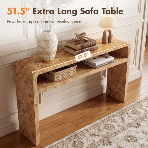 Hyfirm Burl Wood Style Console Table for Entryway, Sofa Table Behind Couch