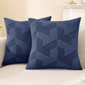 JIVINER Decorative Geometrical Throw Pillow Covers 18 x 18 Inch, Set of 2 Soft Modern Pattern Pillow Covers for Sofa, Couch, Living Room, Navy Blue