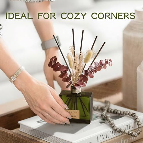COCORRÍNA Dried Flowers Reed Diffuser, Sandalwood Rose Scent 6.76 fl oz