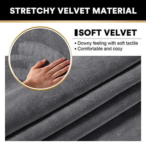 PrinceDeco Couch Cover Velvet Plush Sofa Covers for 2 Cushion Couch Width Up to 90 Inch Washable Furniture Protector Pet Friendly No Slip Sofa Slipcover(Medium-Large, Grey)