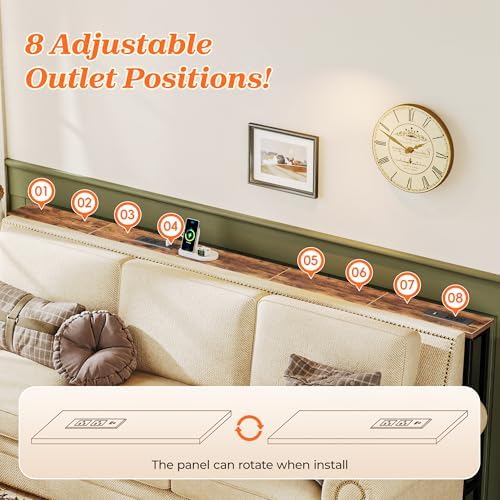 SUPERJARE 79 Inch Sofa Table with 2 Power Outlets and USB-C Ports