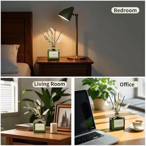 Reed Diffuser, 6.09 oz Jasmine Lily Scent Diffuser with Sticks & Dried Flowers, 120 Days Long Lasting reed diffusers for home, Elegant fragrance for Bathroom Bedroom Office Decor, Air fresh