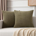 Kevin Textile Soft Corduroy 22x22 Inch Pillow Covers 2 Pack, Olive Green